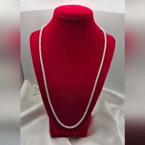 Sterling Silver 925 Italian Ice Barrel Diamond Cut 3 Sided Link Necklace